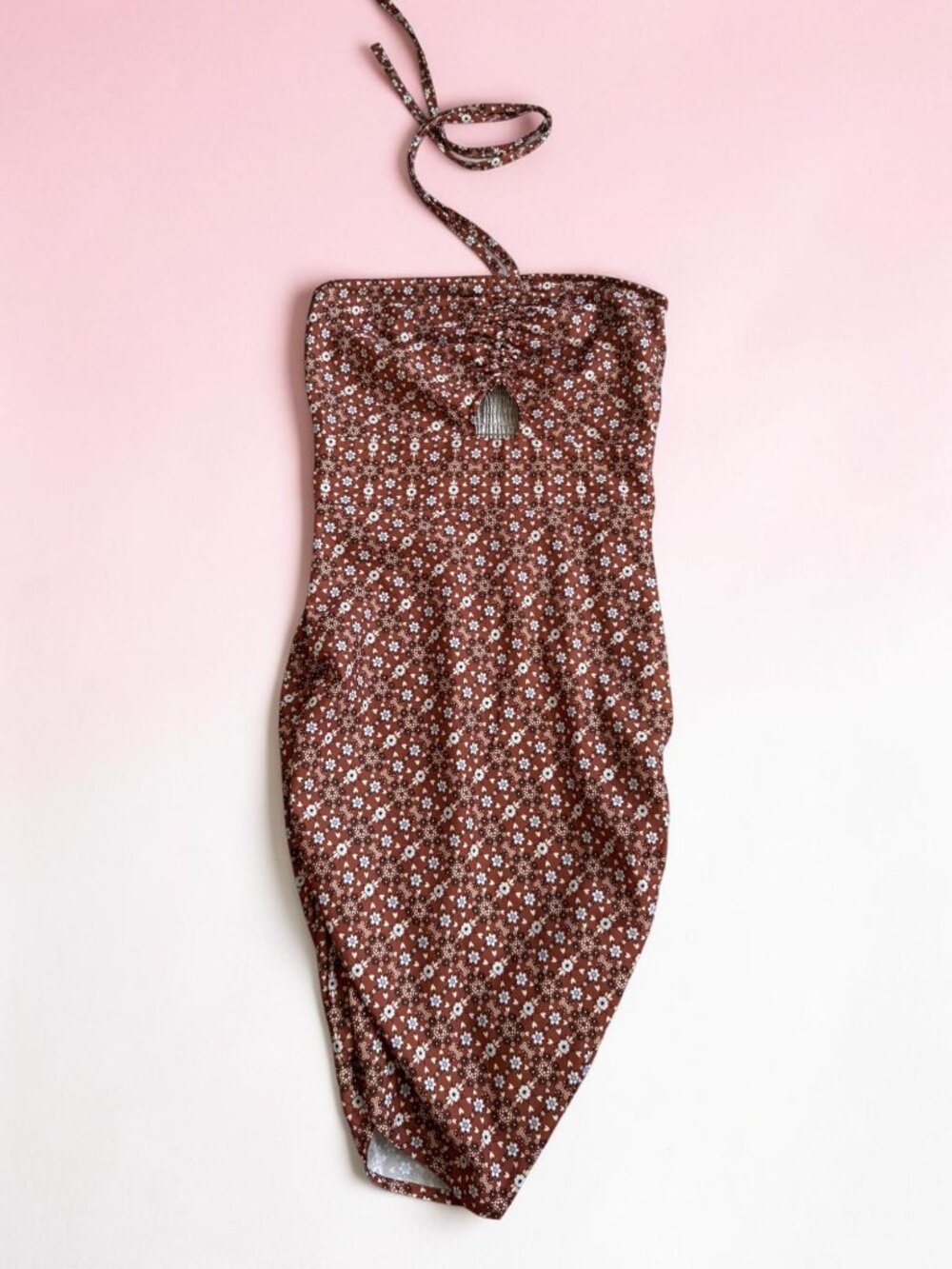 PRINCESS POLLY Brown Floral Halter Dress Size US 2